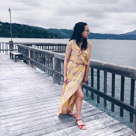 Dresses & Skirts - Mustard Floral Maxi Dress Dresses & Skirts - Mustard Floral Maxi Dress